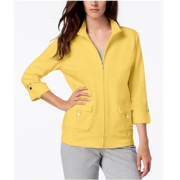 Karen Scott D-Ring Zipper Jacket Sz L - Picture 1 of 8